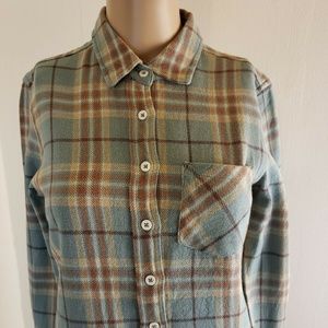 Mollusk Women's Willits Flannel Shirt Blue Brown